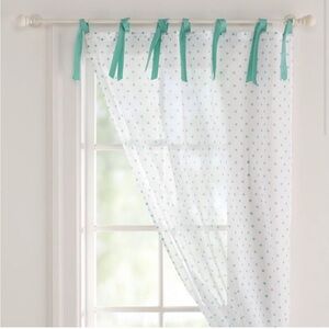 2 Pottery Barn Teen Dottie sheer curtains white/Turquoise 84x44